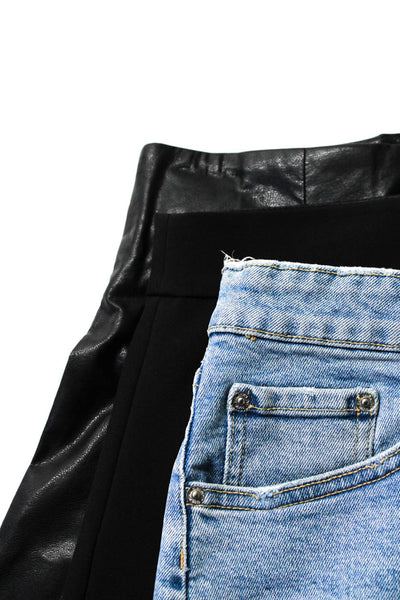Zara Women's Zip Closure Pleated Faux Leather Mini Skirt Black Size XL Lot 3