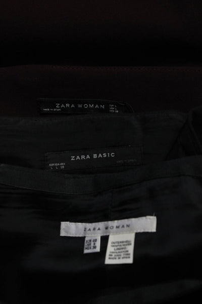 Zara Women's Zip Closure Unlined Slit Hem Pencil Midi Skirt Black Size L Lot 3
