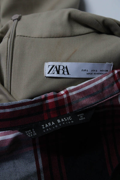 Zara Women's Long Sleeves Button Down Plaid Tunic Blouse Size S Lot 2 Lot 2