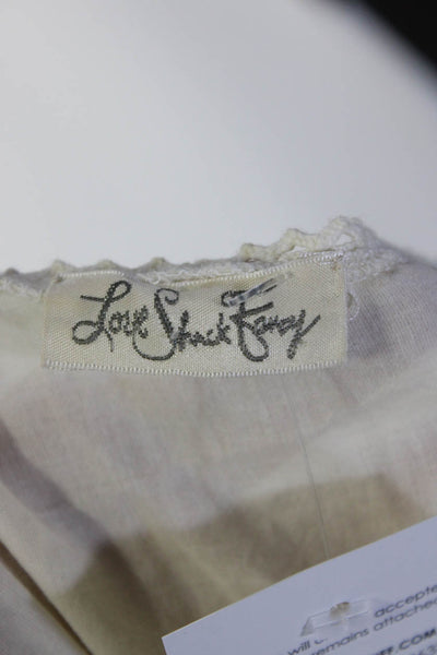 Love Shack Fancy Womens Lace Ruffle Pintuck Midi Shirt Dress Ivory Size 6