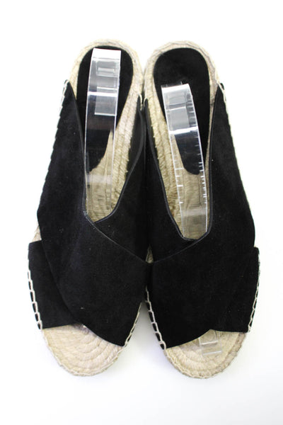 Vince Womens Black Suede Criss Cross Espadrille Sandals Shoes Size 10M
