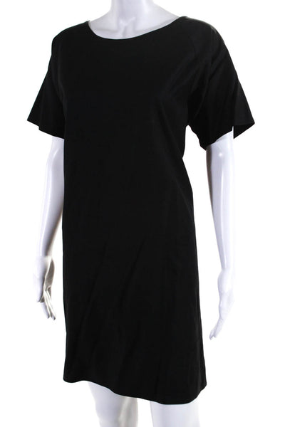 Willa New York Womens Round Neck Short Sleeve Midi Shift Dress Black Size XL