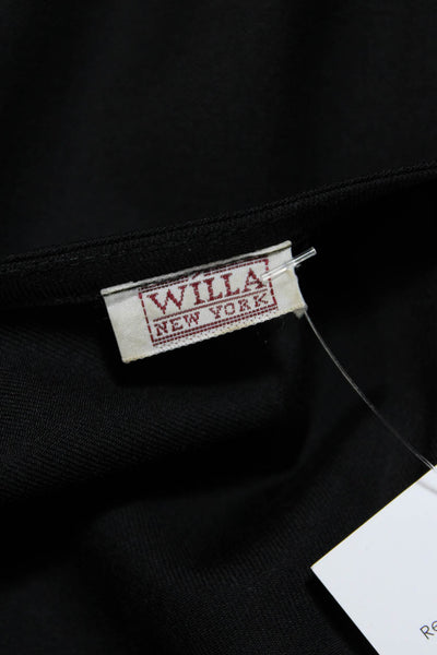 Willa New York Womens Round Neck Short Sleeve Midi Shift Dress Black Size XL