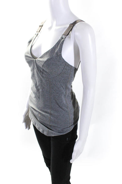 Clary Sage Organics Womens V Neck Tank Top Blouse Heather Gray Size Small