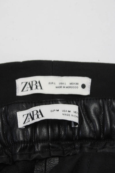 Zara Womens Drawstring Darted Ruched Straight Dress Pants Black Size M L Lot 2