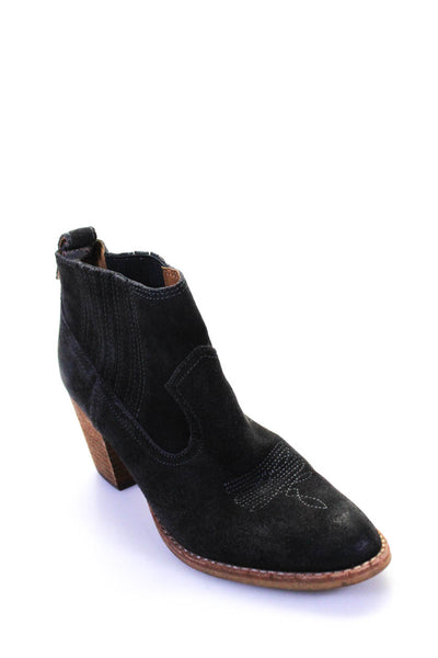 Dolce Vita Womens Almond Toe Stacked Heel Ankle Boots Gray Suede Size 7.5