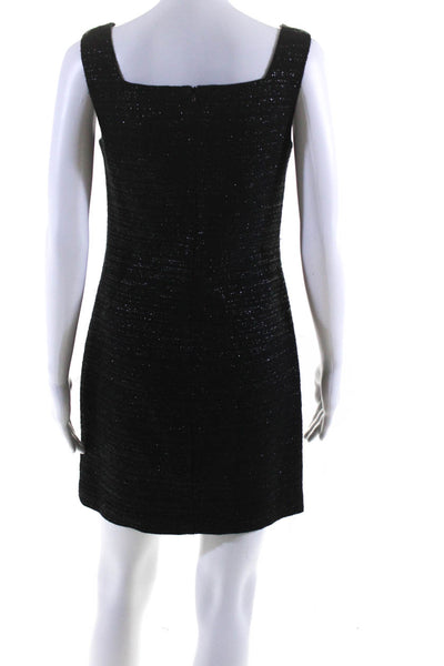 Trina Turk Womens Cotton Metallic Cut Out Lined Mini Sheath Dress Black Size 0