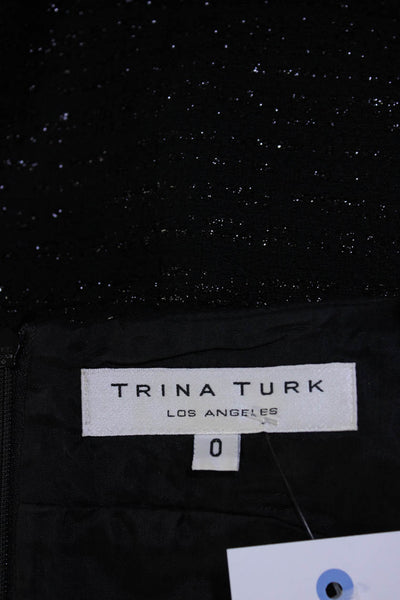 Trina Turk Womens Cotton Metallic Cut Out Lined Mini Sheath Dress Black Size 0