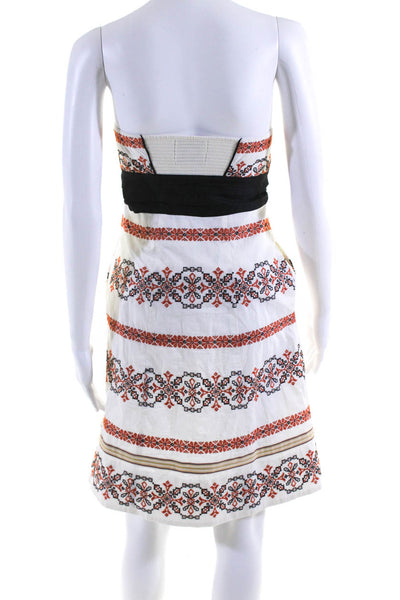 Floreat Womens Embroidered Print Sweetheart Neck Empire Waist Dress White Size 0