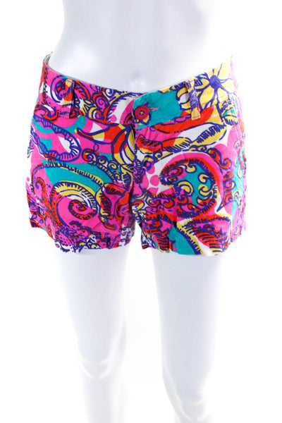 Lilly Pulitzer Womens Pink Cotton Floral Print The Callahan Mini Shorts Size 00