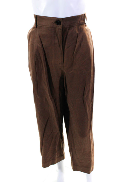 R Label The Reset Women's Pleated Front Straight Leg Pant Brown Size XL