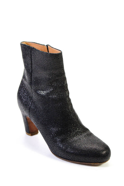 Maison Martin Margiela Womens Pebbled Leather Zippered Boots Dark Gray Size 6