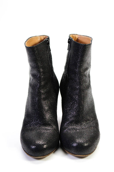 Maison Martin Margiela Womens Pebbled Leather Zippered Boots Dark Gray Size 6