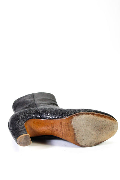 Maison Martin Margiela Womens Pebbled Leather Zippered Boots Dark Gray Size 6