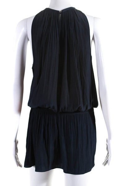 Ramy Brook Women's Sleeveless Round Neck Blouson Mini Dress Dark Blue Size S