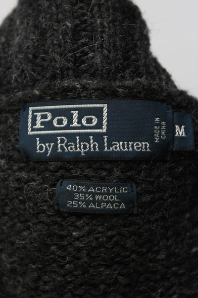 Polo Ralph Lauren Mens Long Sleeves Turtleneck Sweater Gray Wool Size Medium