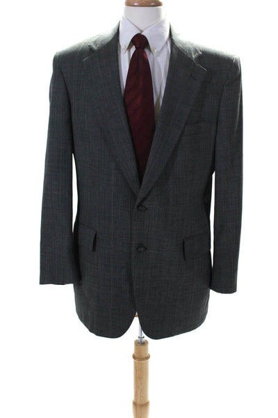 London Shop LTD. Mens Wool Notch Collar Two Button Suit Jacket Gray Size 42 L
