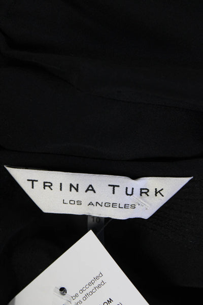 Trina Turk Women's Round Neck Sleeveless Sequin Embellish Romper Black Size 10