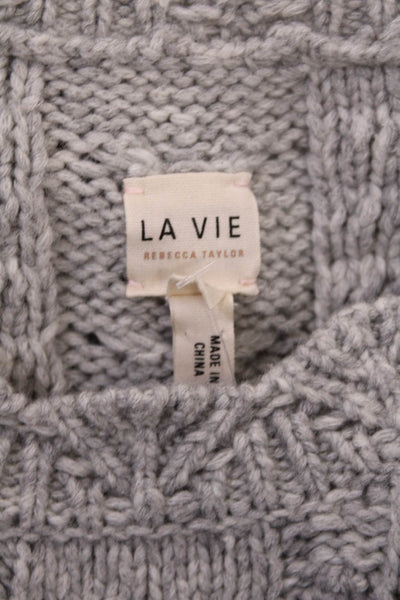 La Vie Womens Striped Cable Knit Round Neck Pullover Sweater Top Beige Size XL