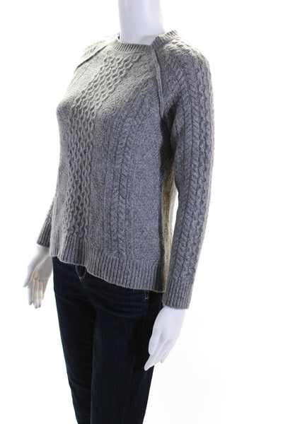 Vince Womens Cable Knit Crew Neck Sweater Gray Wool Size Extra Small