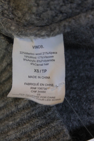 Vince Womens Cable Knit Crew Neck Sweater Gray Wool Size Extra Small