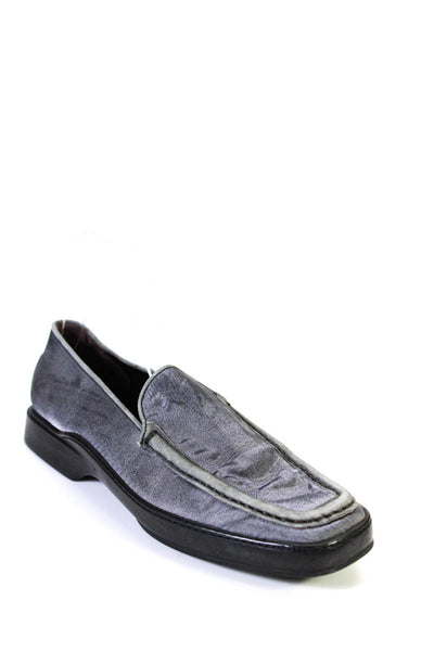 Tods Womens Dark Gray Velvet Leather Slip On Loafer Shoes Size 9