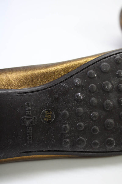 The Original Car Shoe Womens Gold Bow Front Ballet Flats Shoes Size 9.5