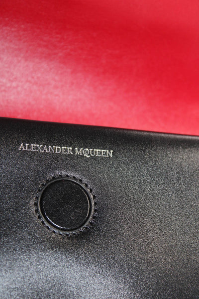 Alexander McQueen Womens Leather Chain Strap Foldover Envelope Shoulder Bag Red