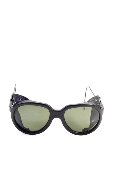 Moncler Unisex Adults Leather Detail Cable Temple Aviator Sunglasses Black
