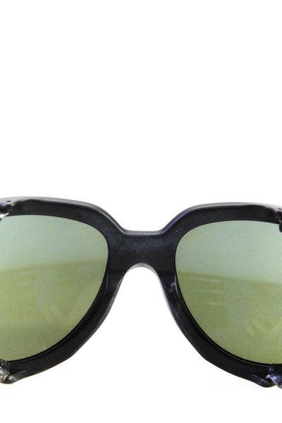 Moncler Unisex Adults Leather Detail Cable Temple Aviator Sunglasses Black