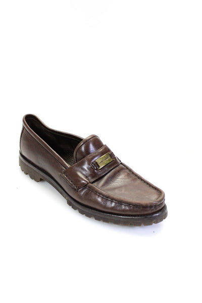 Cole Haan Womens Round Toe Slip On Leather Loafers Dark Brown Size 9