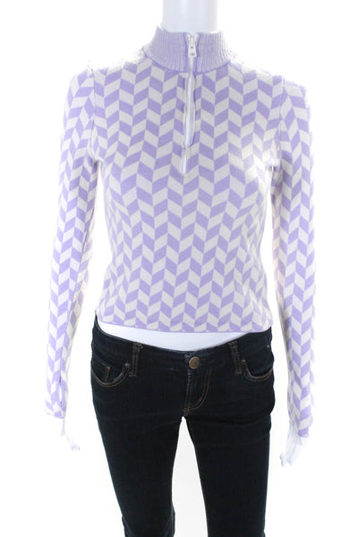Cordova Womens Wool Knit Half Zip Printed Long Sleeve Sweater Purple Size XS