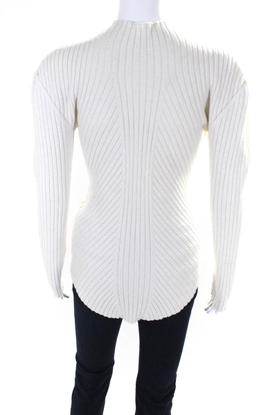 Low Classic Womens Wool Ribbed Cutout Long Sleeve Mock Neck Sweater White Size S