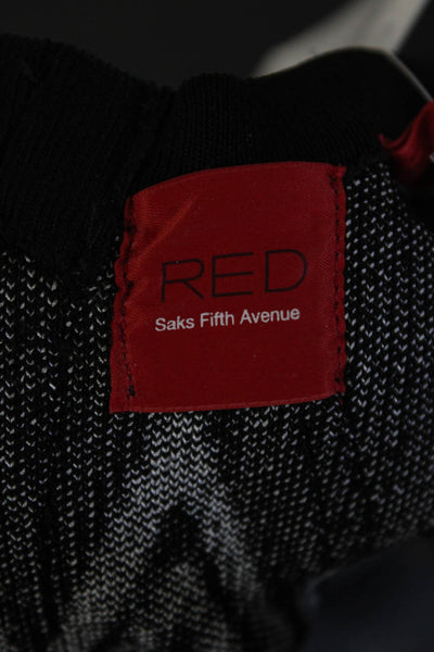 Red Saks Fifth Avenue Womens Geometric V-Neck Short Sleeve Dress Black Size S