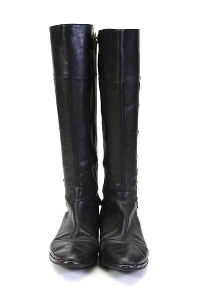 Michael Michael Kors Womens Leather Studded Side Knee High Boots Black Size 7.5