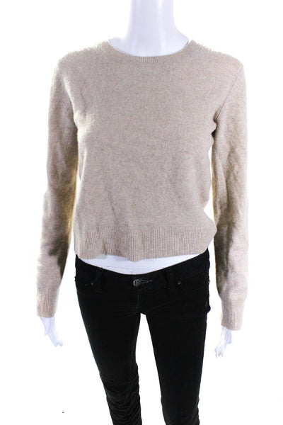 Naadam Womens Cashmere Round Neck Long Sleeve Pullover Sweater Tan Size XS