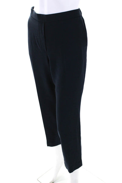 Theory Women's Elastic Waist Pull-On Straight Leg Ankle Pant Navy Blue Size 8