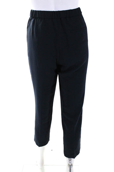 Theory Women's Elastic Waist Pull-On Straight Leg Ankle Pant Navy Blue Size 8