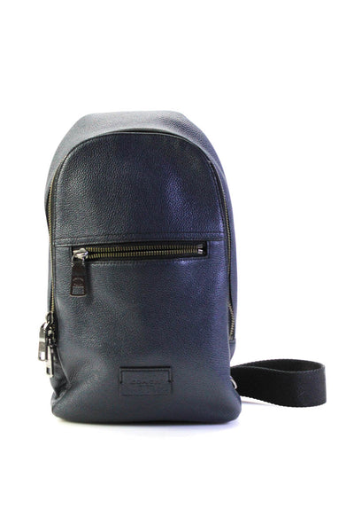 Coach Womens Navy Blue Leather Zip One Shoulder Backpack Handbag