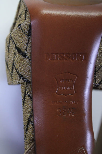 Missoni Orange Label Womens Platform T Strap Heels Beige Black Size 38.5 8.5