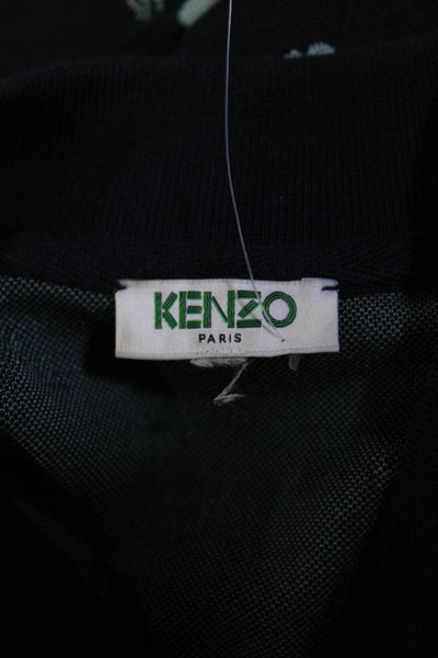 Kenzo Womens Floral Print Short Sleeves Shirt Dress Navy Blue Size Medium