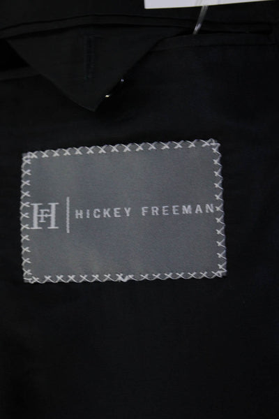 Hickey Freeman Mens Pinstriped Two Button Blazer Black Wool Size 42 Short