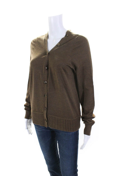 Proenza Schouler Womens Button Down V Neck Long Sleeved Cardigan Brown Size M