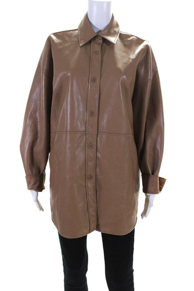 Babaton Womens Collared Buttoned Darted Long Sleeve Jacket Brown Size M