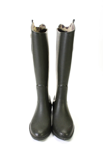 Sam Edelman Womens Solid Green Rubber Rain Knee High Boots Shoes Size 6