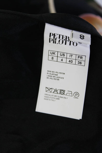 PETER PILOTTO Womens Short Sleeve Floral Print A line Dress Black Size 4