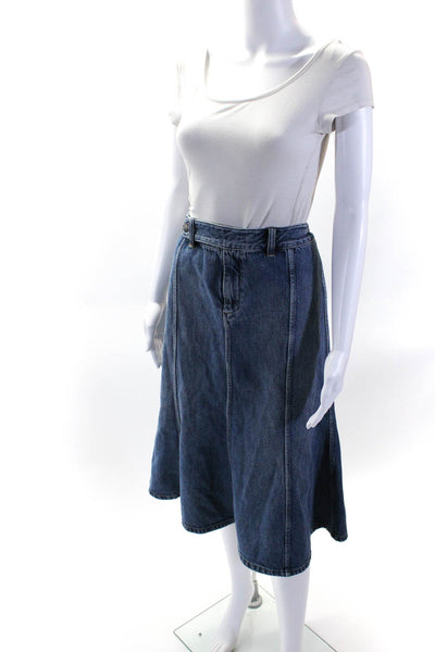 Lauren Ralph Lauren Womens Midi Length Denim Flare Skirt Blue Size 10