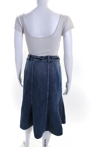 Lauren Ralph Lauren Womens Midi Length Denim Flare Skirt Blue Size 10