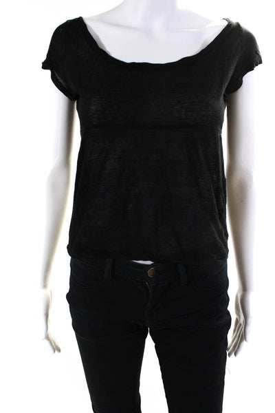 Marni Womens Short Sleeve Scoop Neck Lightweight Tee Shirt Black Size IT 42