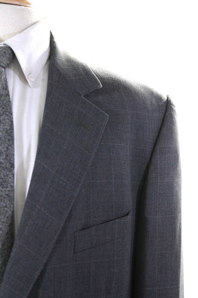 Paul Smith Mens Two Button Notched Lapel Check Blazer Jacket Gray Wool Size 46